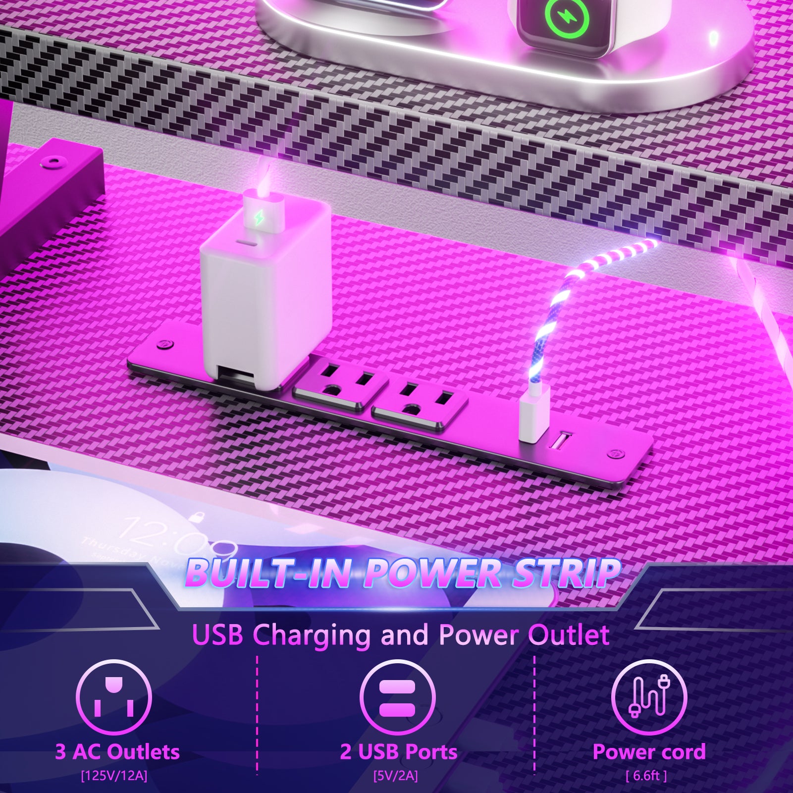 47 inch Black Gaming Desk L Shaped Corner Computer Table with Monitor Stand 3 Tier Storage Shelves Gamer Desk Office Space Saving Workstation for PC