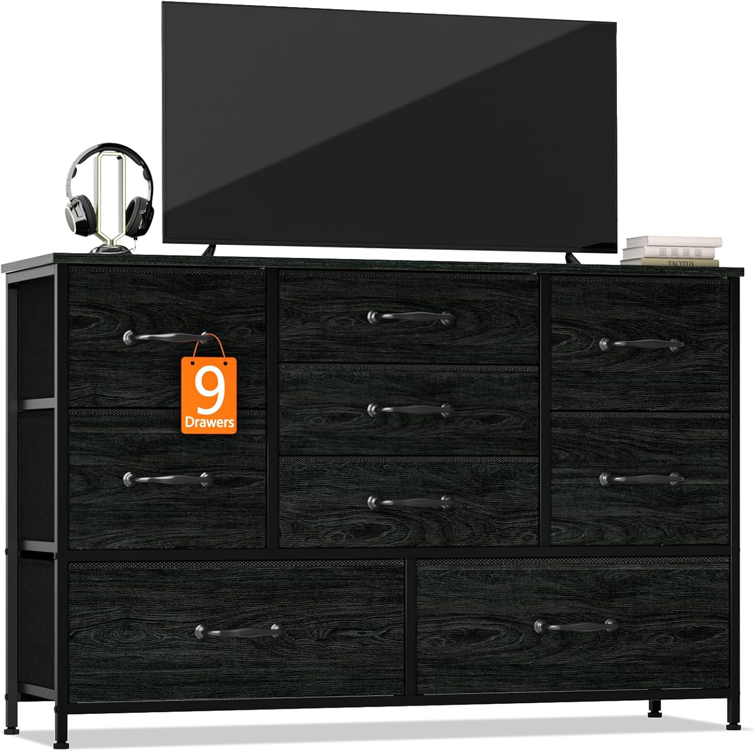 Furnulem 55” Dresser with 9 Drawers – TV Stand & Storage Cabinet for Bedroom or Living Room