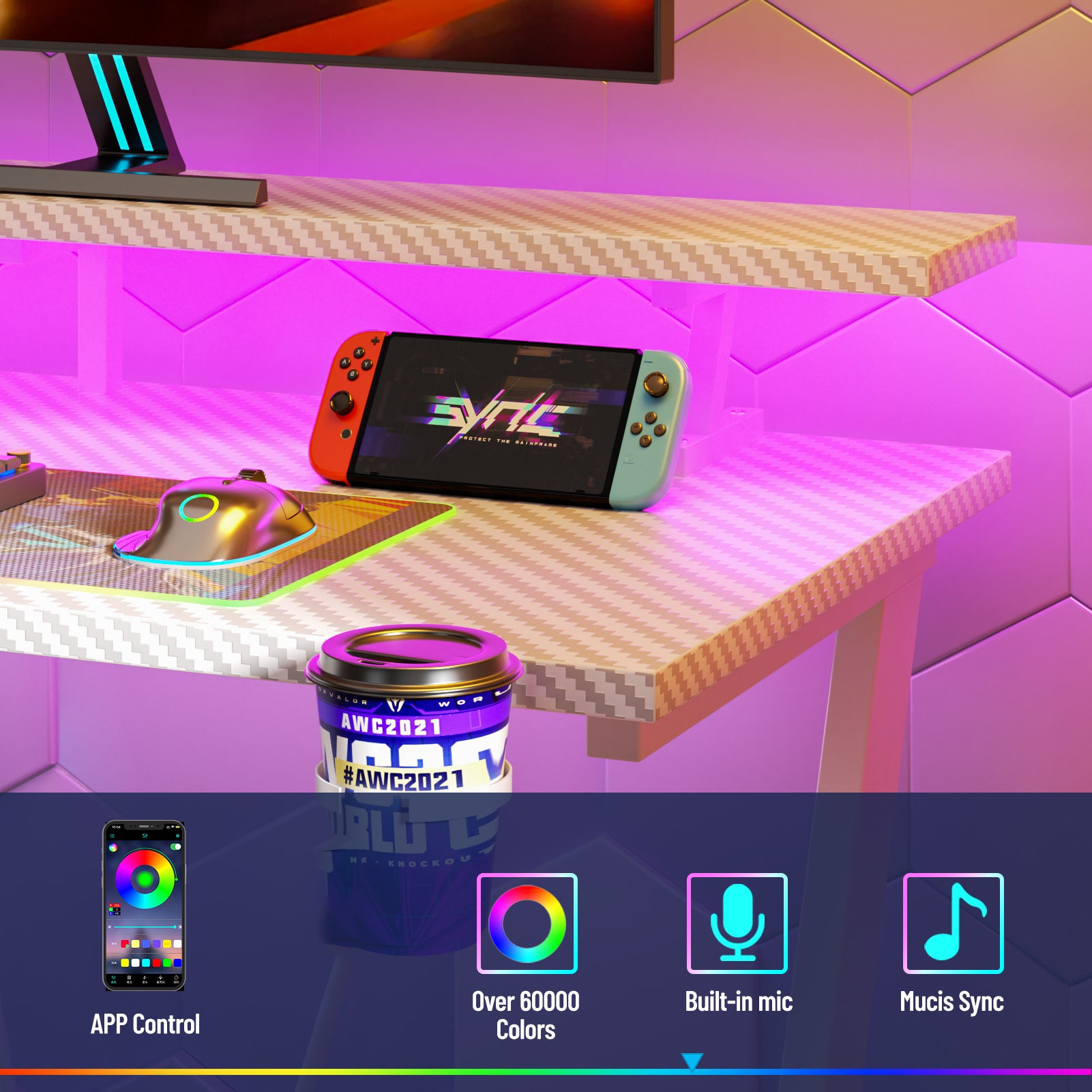 39 inch White Gaming Desk Small L Shaped Computer Table with Monitor Stand Storage Shelves Modern Gamer Corner Desk Office Carbon Fiber Sturdy Study