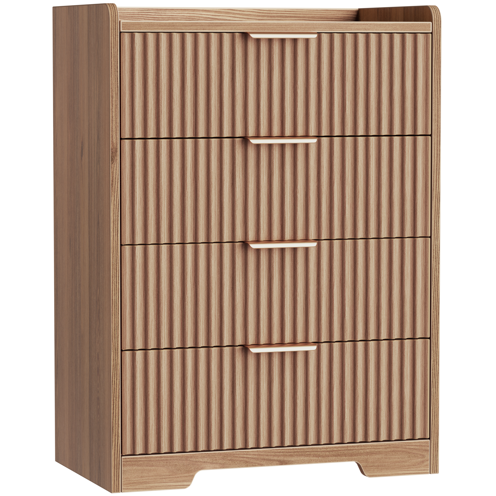 Furnulem Modern Ribbed 5-Drawer Chest – Wood Grain Bedroom Storage Dresser