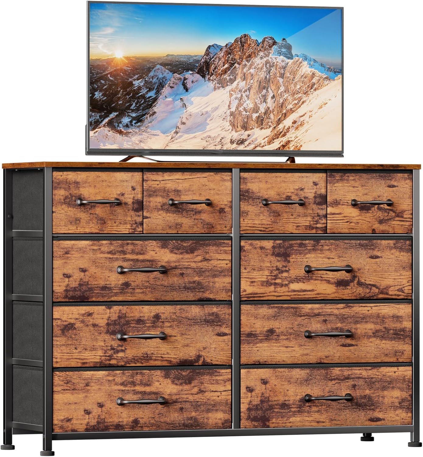 Furnulem 10-Drawer Dresser TV Stand – 55” Storage Cabinet for Bedroom or Living Room