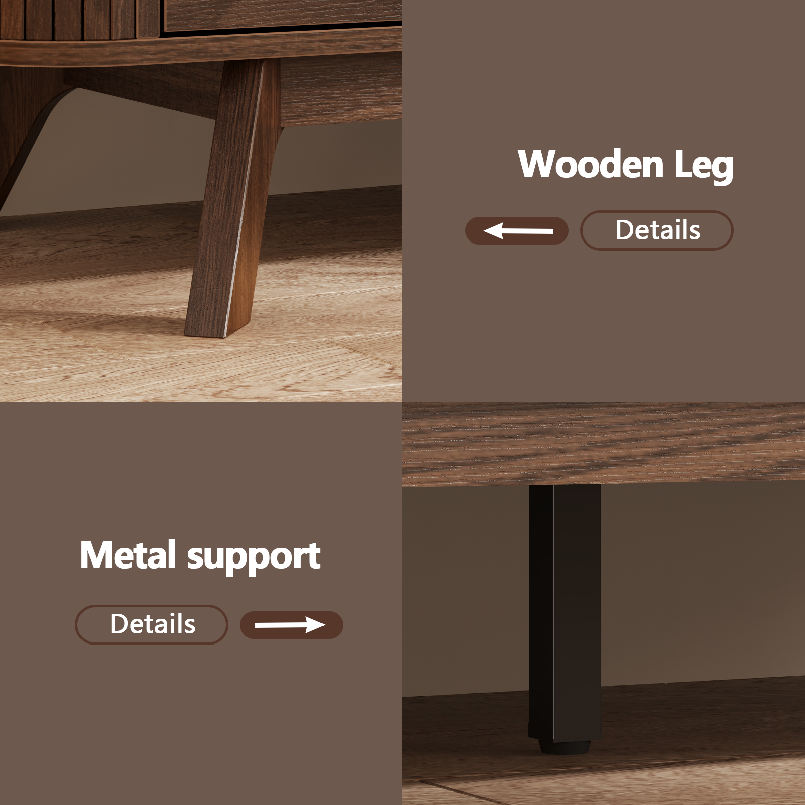 Large 6 Drawer Double Dresser Wood Storage Chest of Drawers Curved Roller Shutter Design Wide Organizer Cabinet Bedroom Living Room Home