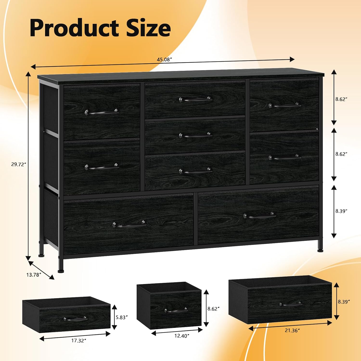 Furnulem 55” Dresser with 9 Drawers – TV Stand & Storage Cabinet for Bedroom or Living Room
