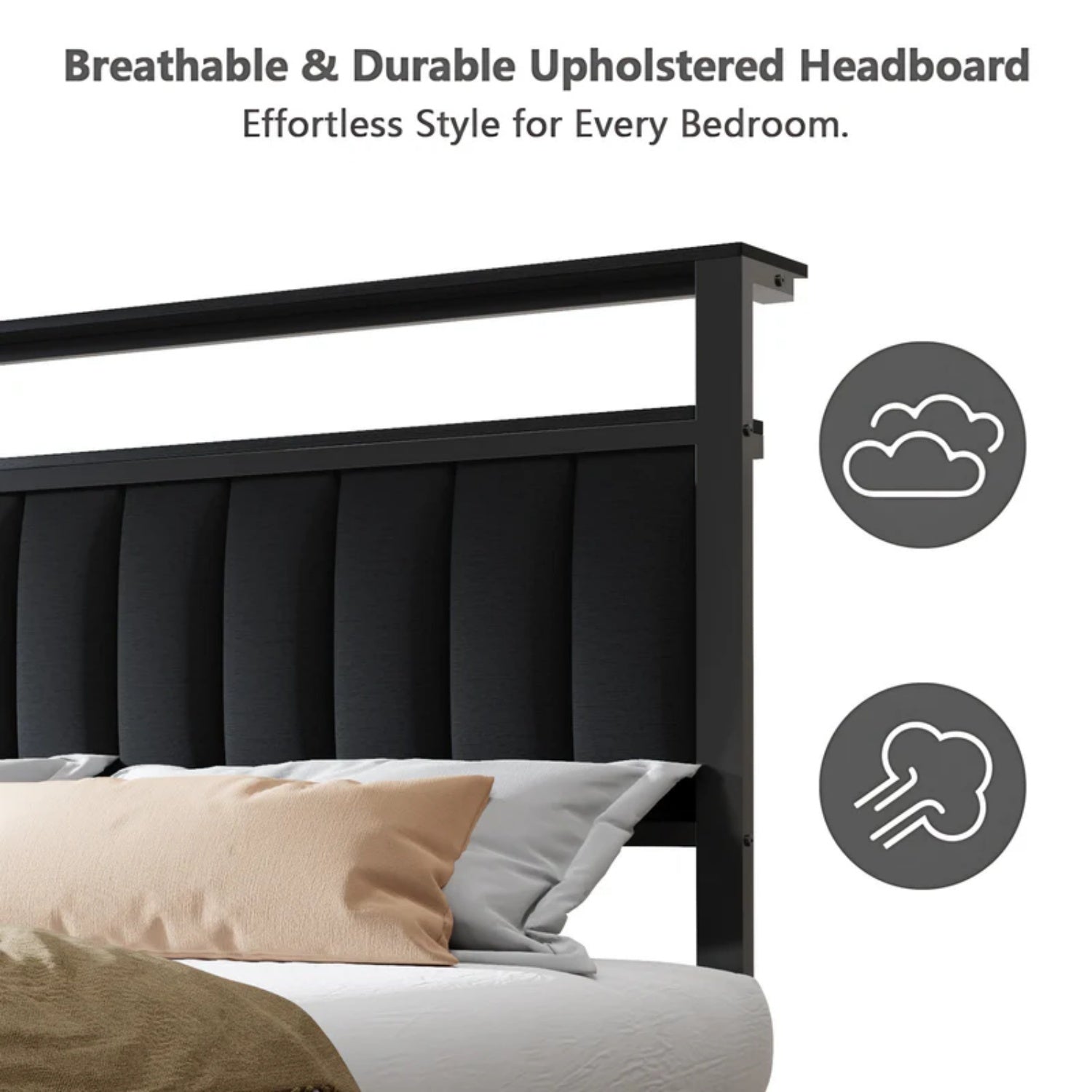 Furnulem Bed Frame with Charging Station, LED Lights & Storage Shelves – Metal Slats, No Box Spring