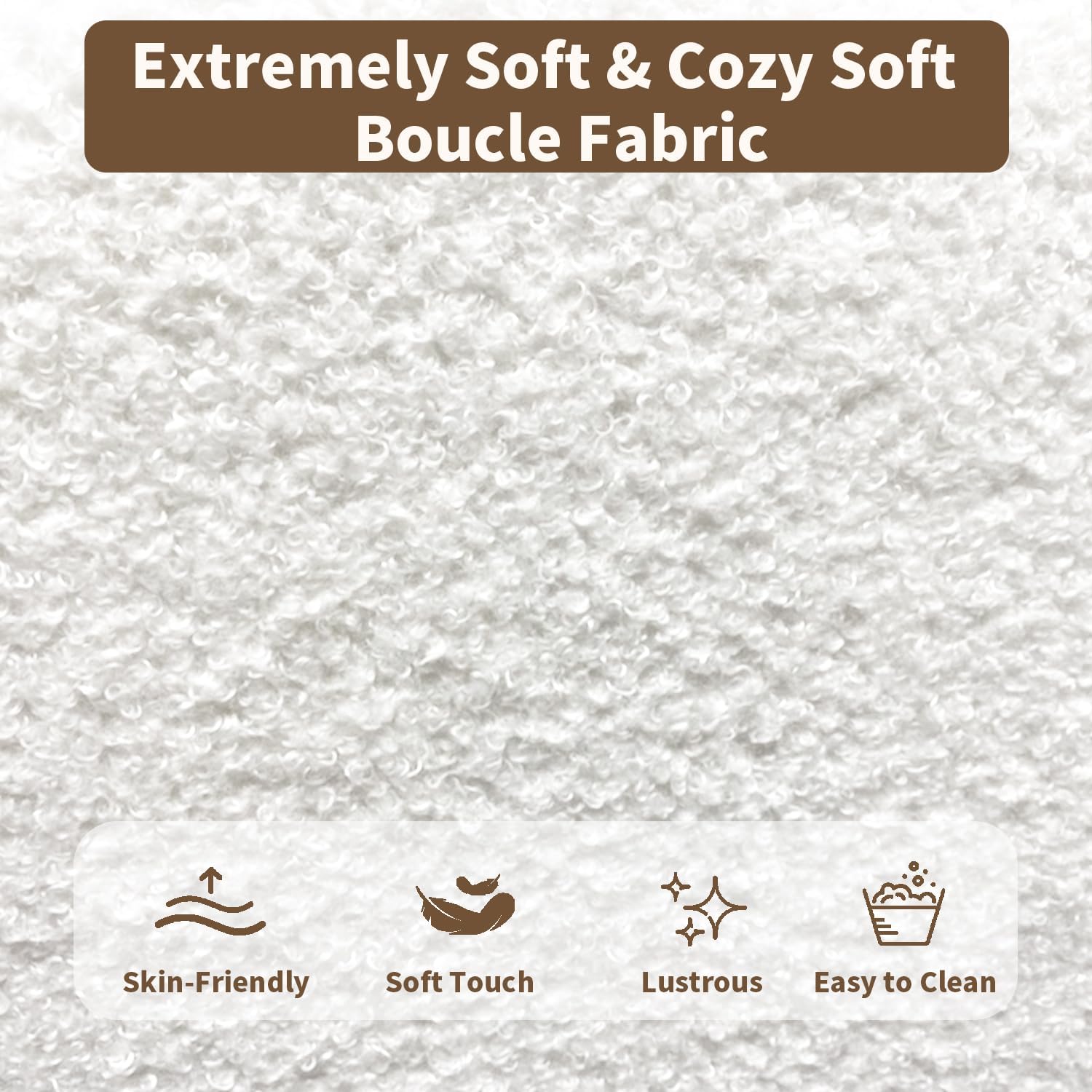 Full Size Bed Frame with Headboard Teddy Soft Boucle Fabric Bed Frame Full Soft Cloud Marshmallow Shape Upholstered Headboard No Box Spring Needed