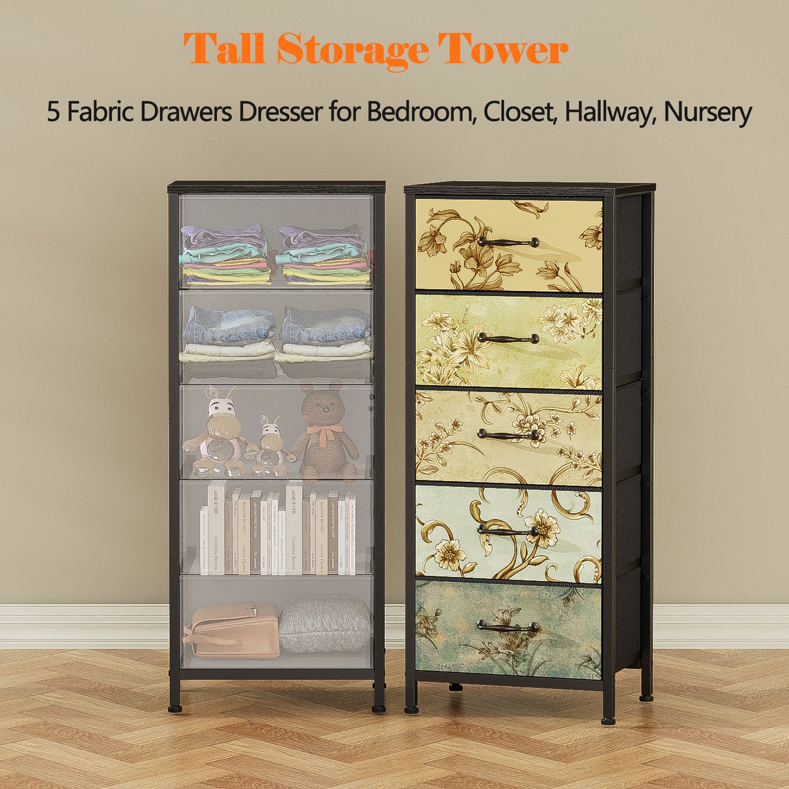 Furnulem Vintage Vertical Dresser with Drawers
