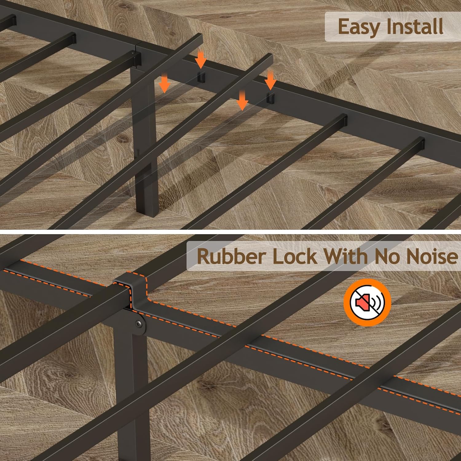 Furnulem Queen Bed Frame with Charging Station and LED Lights,Industrial Platform Beds with Storage Headboard USB Port Rustic Wood and Strong Metal