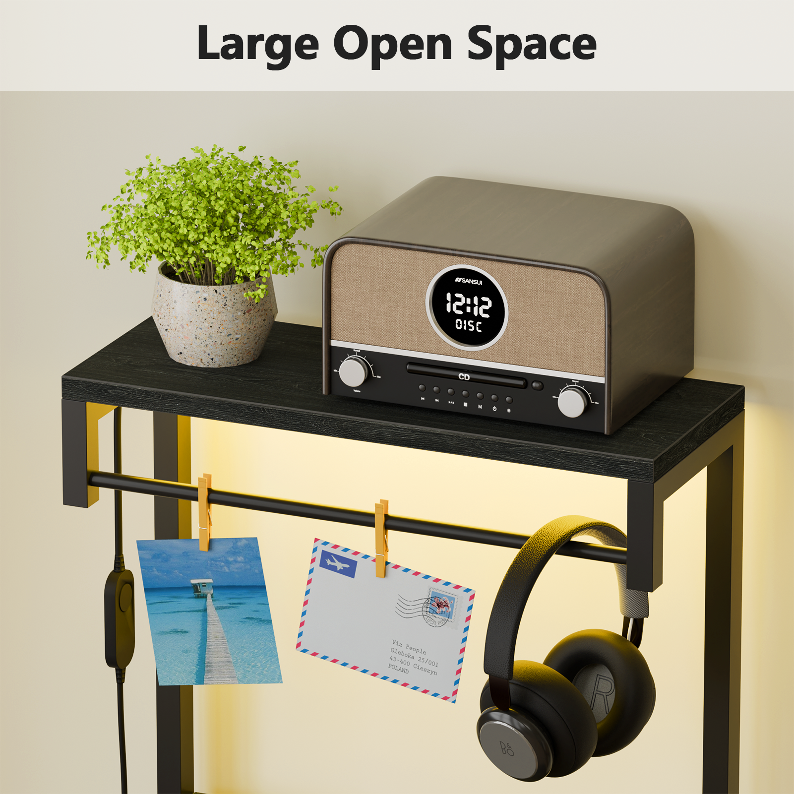 Tall Black Oak Nightstand 4 Fabric Drawers Storage Shelves Modern Bedside Side End Table Narrow Accent Organizer for Small Space Bedroom Living Room