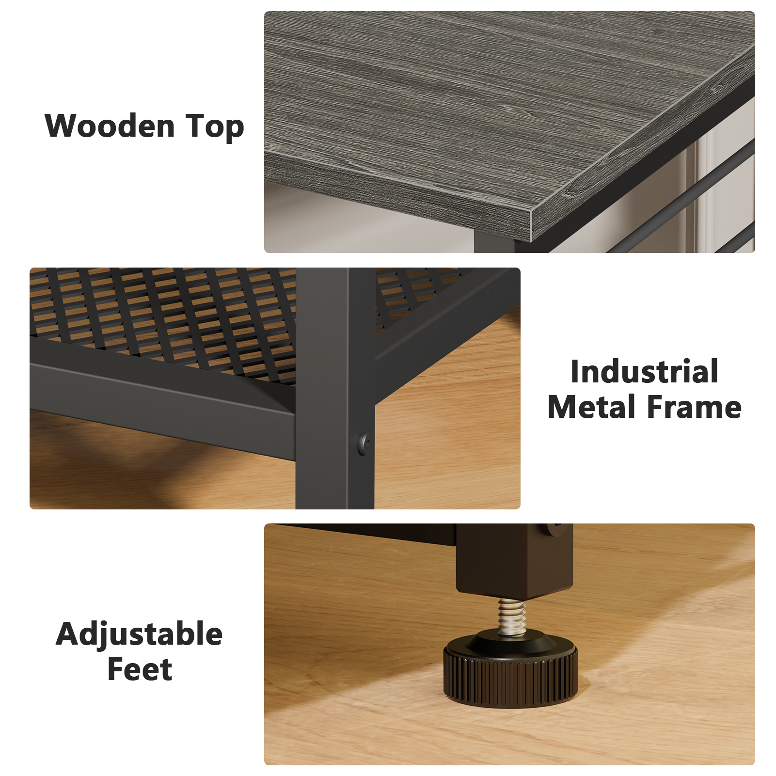 55 Inch Black Oak TV Stand for TVs up to 65 Inch Media Console Entertainment Center Open Storage Shelves Soundbar Shelf Modern Living Room Unit