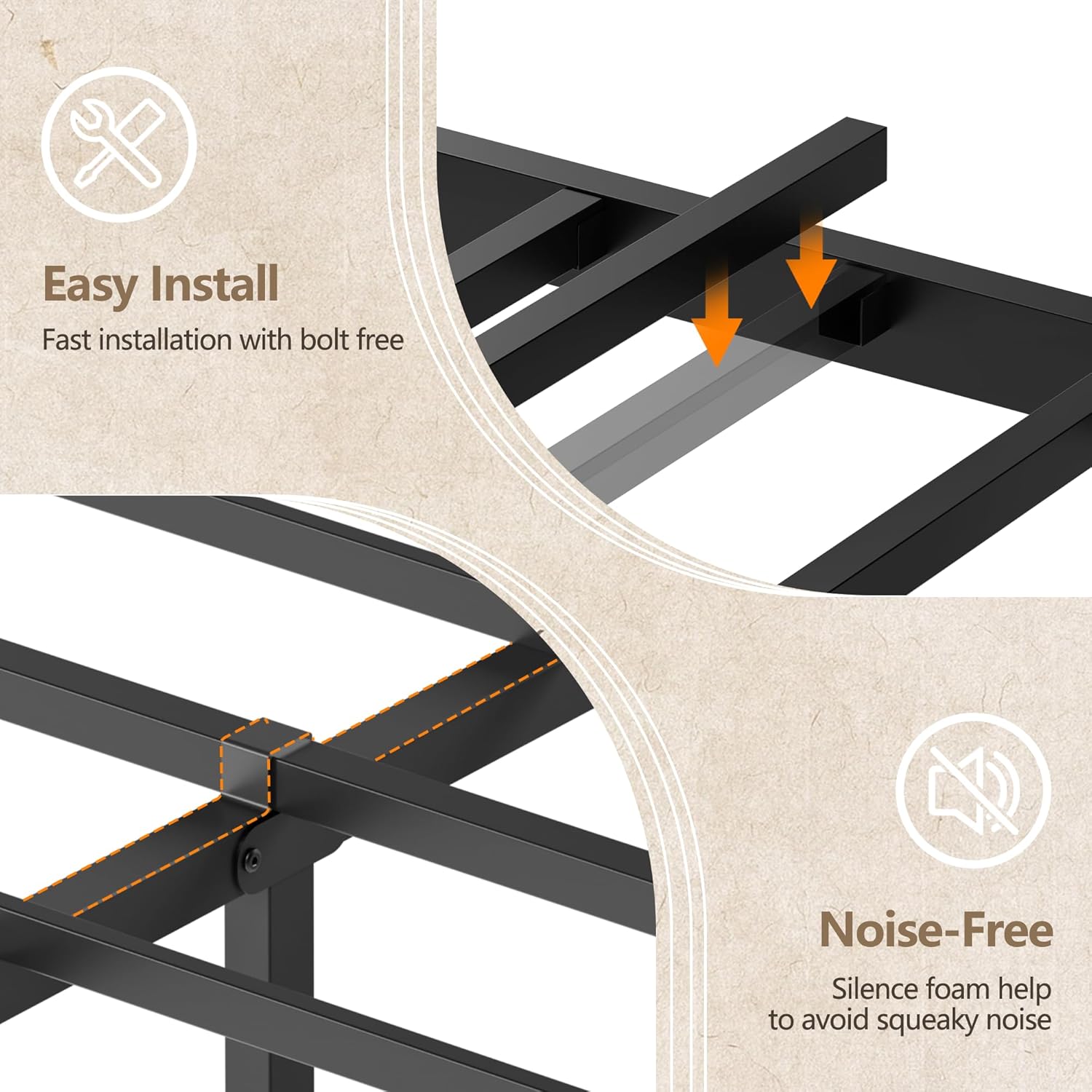 Furnulem Queen Bed Frame with Storage Headboard and LED Lights Metal Bedframe with Charging Station and USB Port Queen Size Bed with Heavy Duty Slats