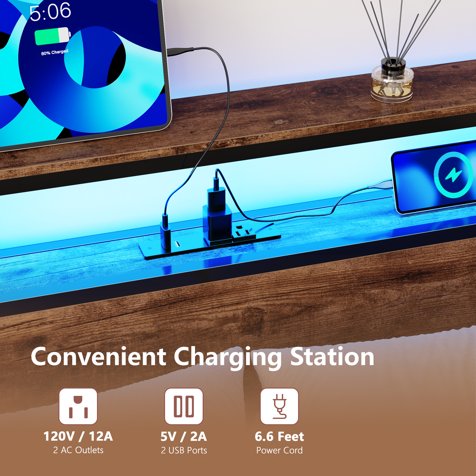 Full Size Platform Bed Frame with 6 Storage Drawers 2 Tier Headboard Shelf LED Lights Charging Station Metal No Box Spring Needed Teen