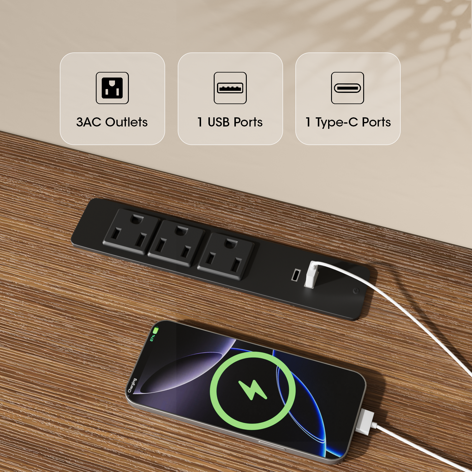 55" TV Stand with Storage for TVs up to 65" With Drawer slides Tambour Media Console With Charging Station Shelves Cable Management Wood Legs walnut