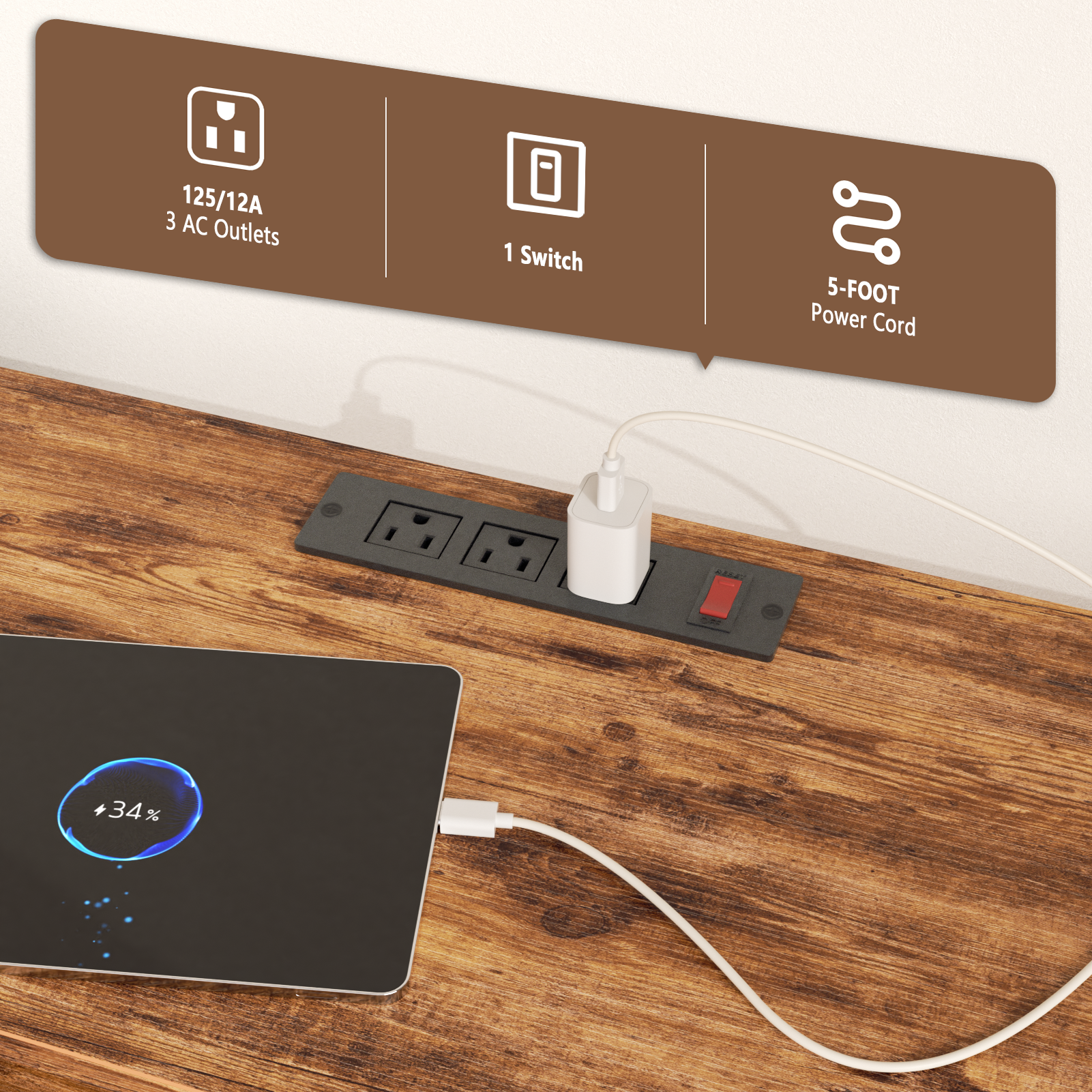 Wide Dresser with Power Outlets 8 Fabric Drawers Chest for Bedroom Closet Storage Organizer 50 Inch TV Stand Media Console Table with Shelves Brown