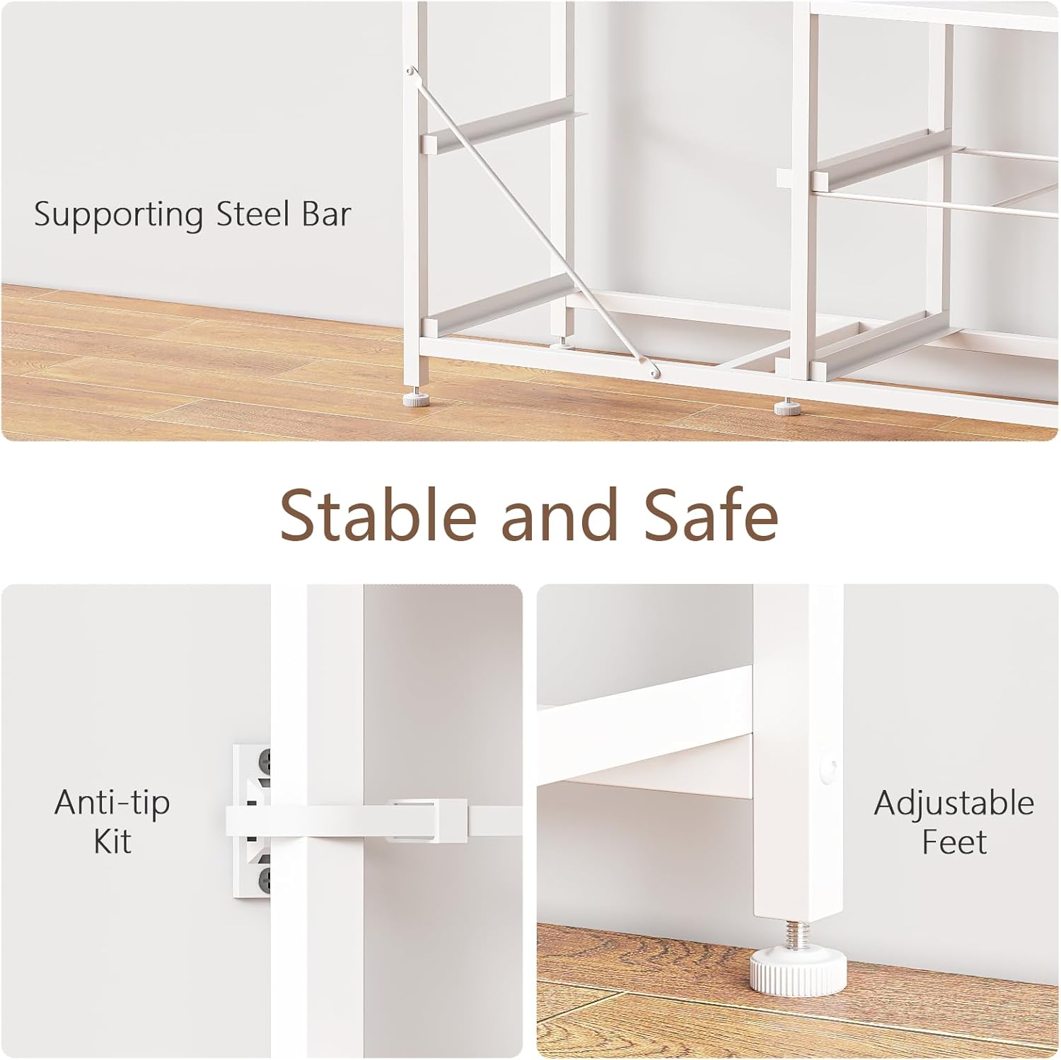 Furnulem 9 Drawer Dresser 63” Long TV Stand for Bedroom Entertainment Center with Power Outlet LED Light for 65"-75" TV White Dresser with Fabric