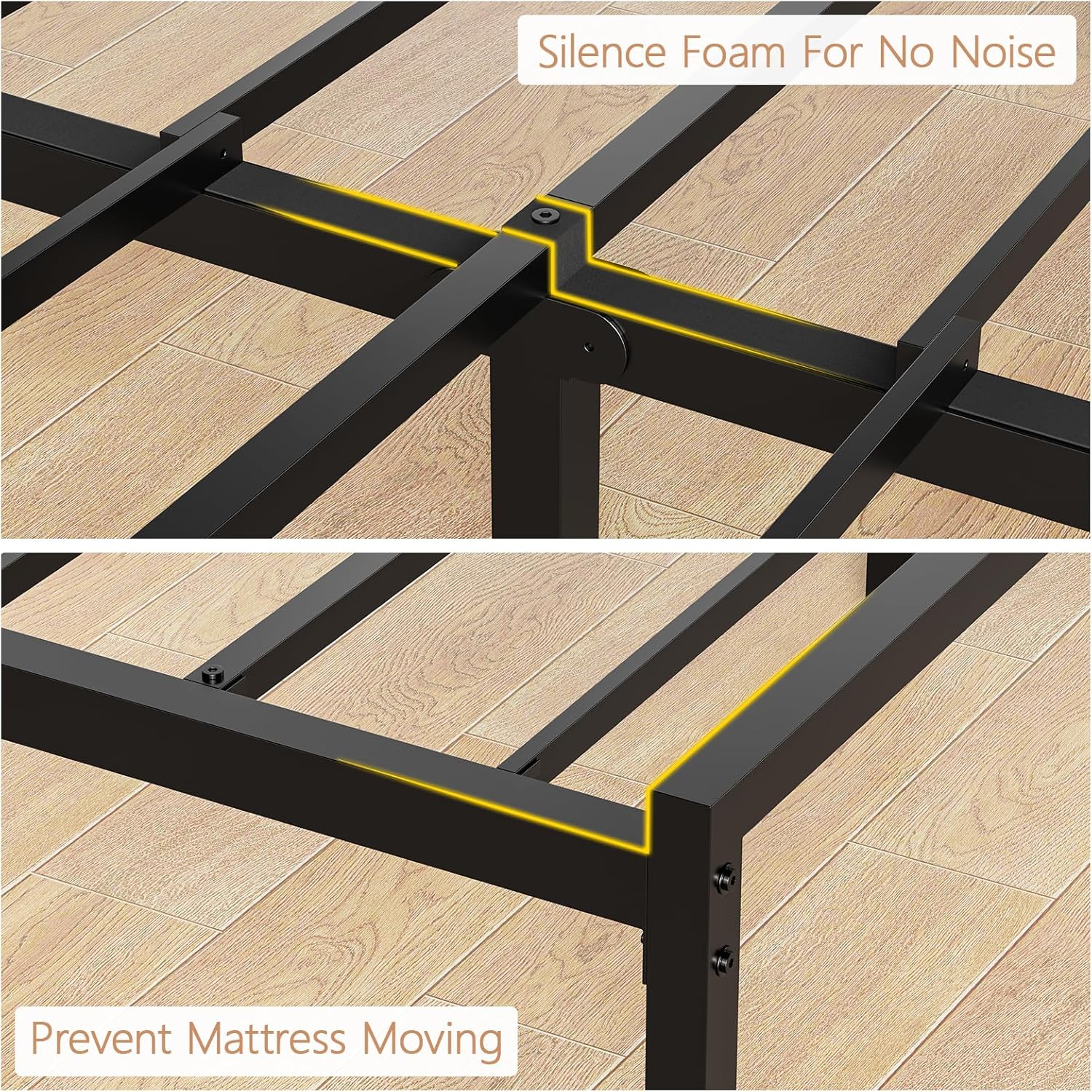 Furnulem Bed Frame with LED Headboard, Charging Station & Storage Drawers