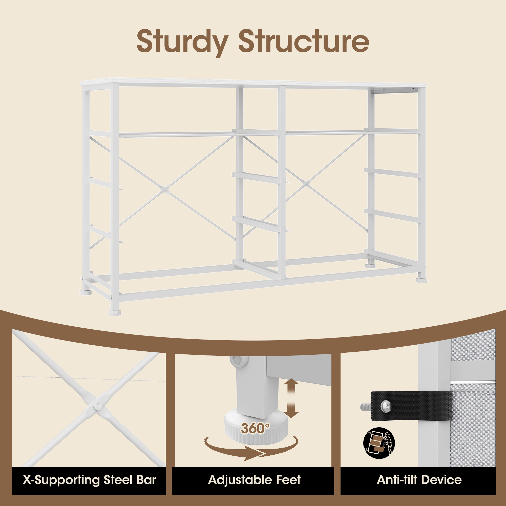 White Dresser for Bedroom with 10 Drawer Entertainment Center for 40-45-50 inch Modern Tv Stand & Chest of Drawers for Living Room Hallway Entryway