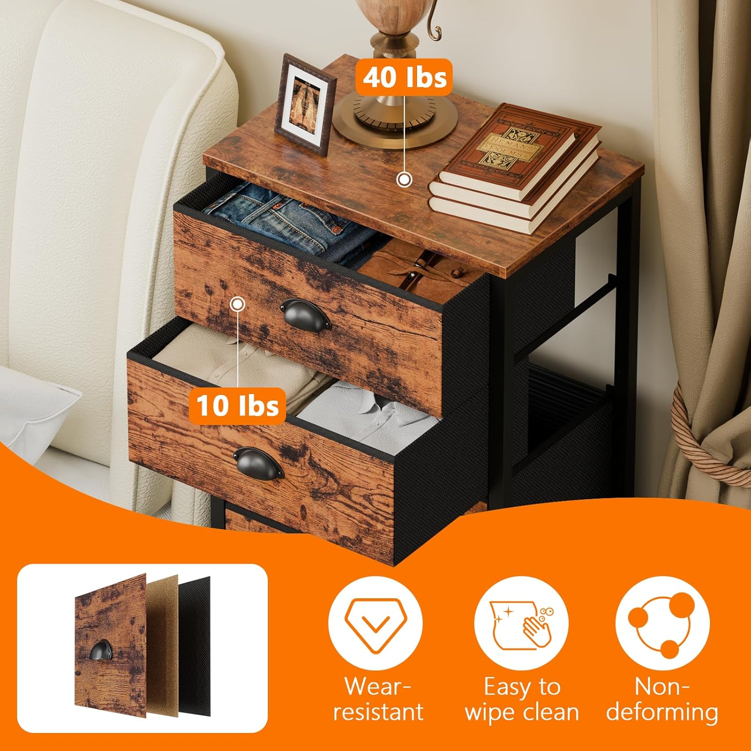 Furnulem 7-Drawer Tall Dresser – Industrial Fabric Storage Tower with Steel Frame for Bedroom, Closet, or Entryway