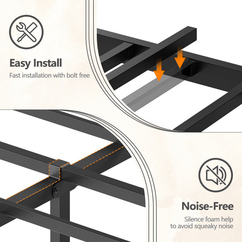 Furnulem LED Bed Frame with Wood Headboard and 2 Drawers