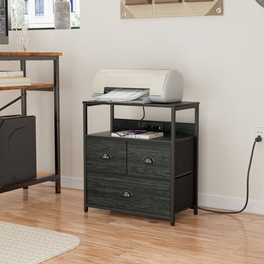 Furnulem Nightstand with Charging Station