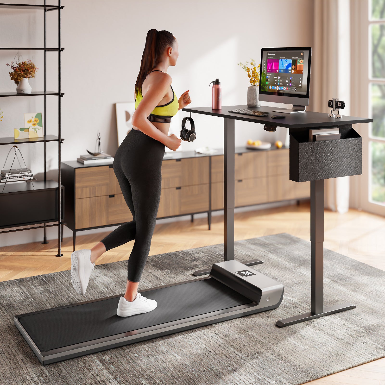 Electric Height Adjustable Standing Desk Sit to Stand Computer Desk with Storage Bag Memory Presets Ergonomic Home Office Workstation 48 Inch Black