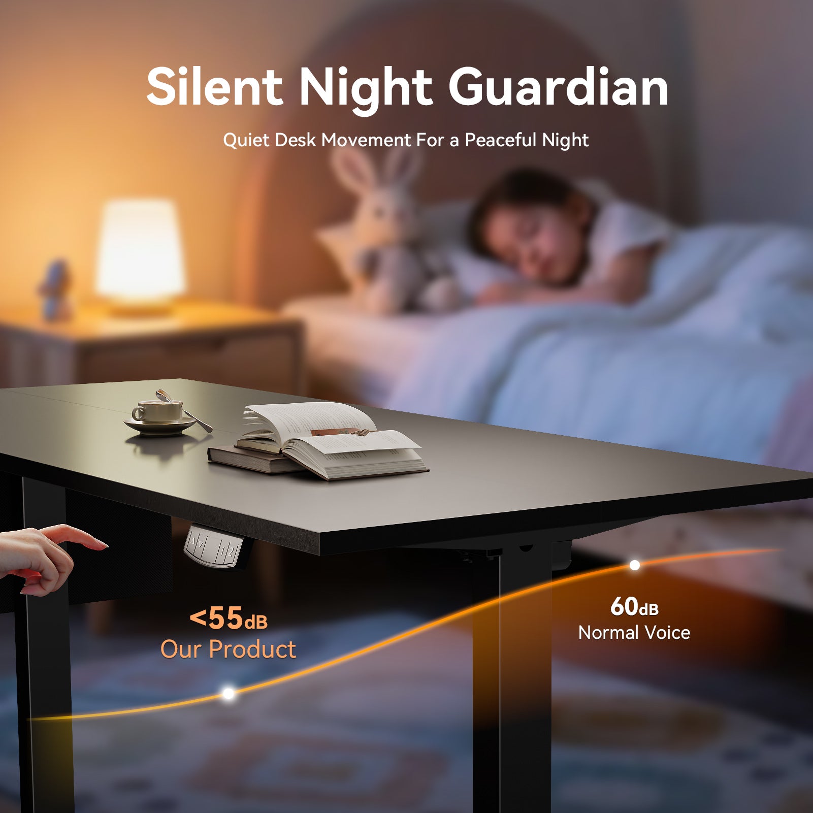 Sit to Stand Electric Standing Desk 55 Inch Black Height Adjustable Computer Table Memory Presets Storage Bag Ergonomic Home Office PC Gaming Desk