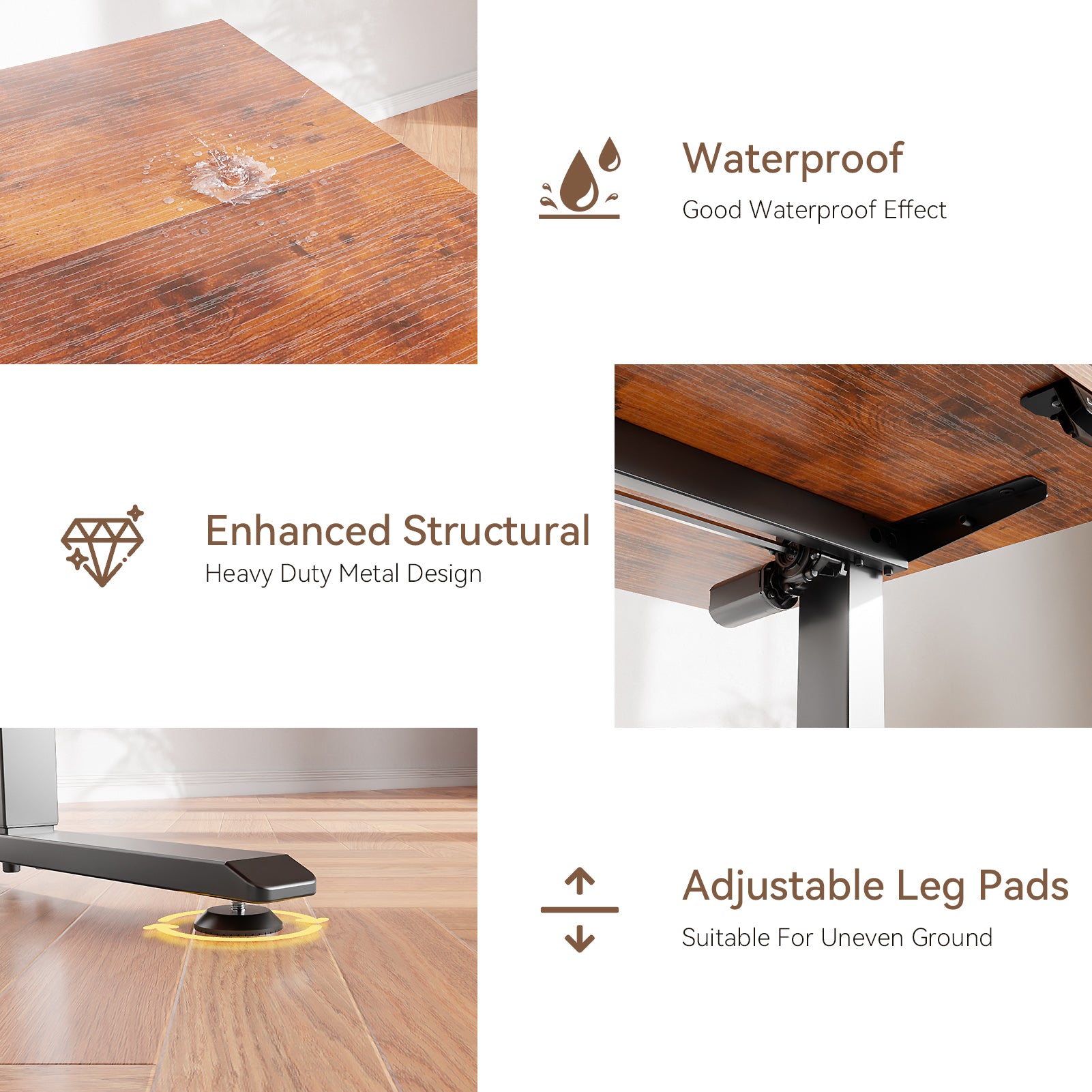 Brown 55 Inch Electric Standing Desk Height Adjustable Computer Table Sit Stand Gaming Desk Home Office Workstation with Memory Presets Storage Bag
