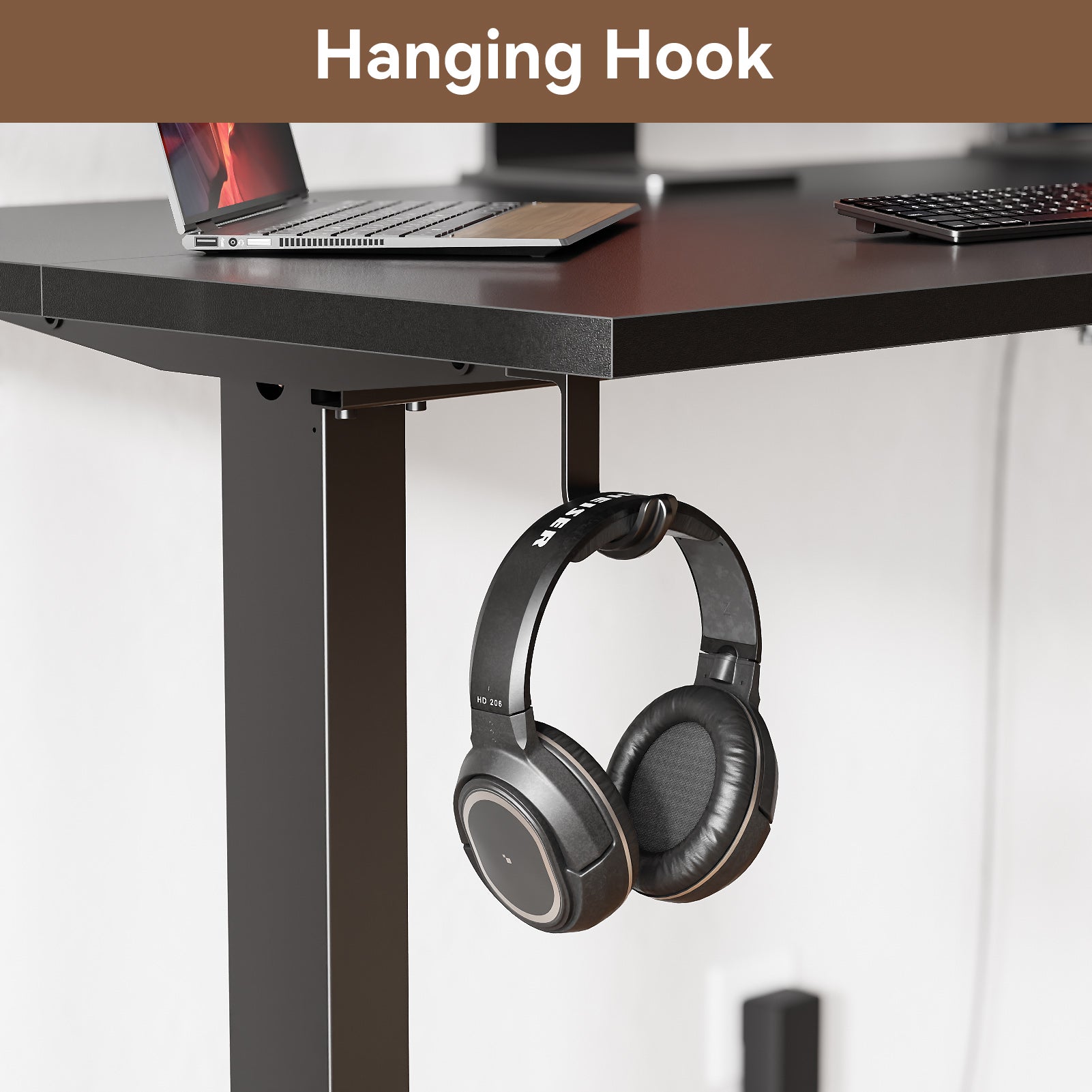 Electric Height Adjustable Standing Desk Sit to Stand Computer Desk with Storage Bag Memory Presets Ergonomic Home Office Workstation 63 Inch Black
