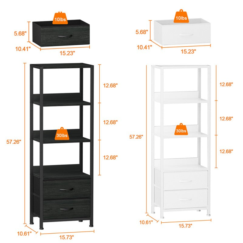 Furnulem Multi-Tier Bookshelf with 2 Drawers