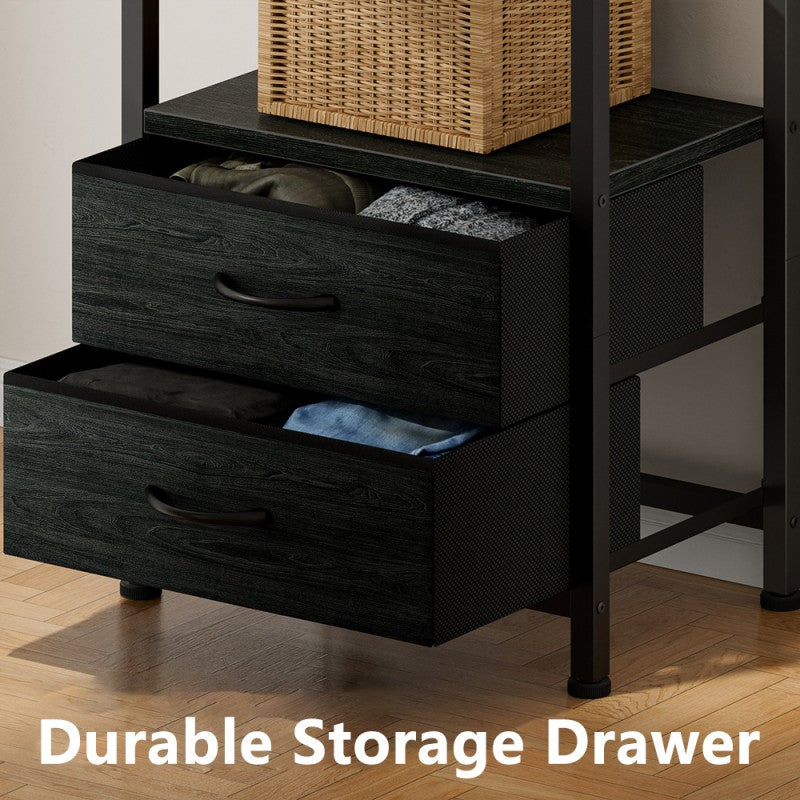 Furnulem Multi-Tier Bookshelf with 2 Drawers