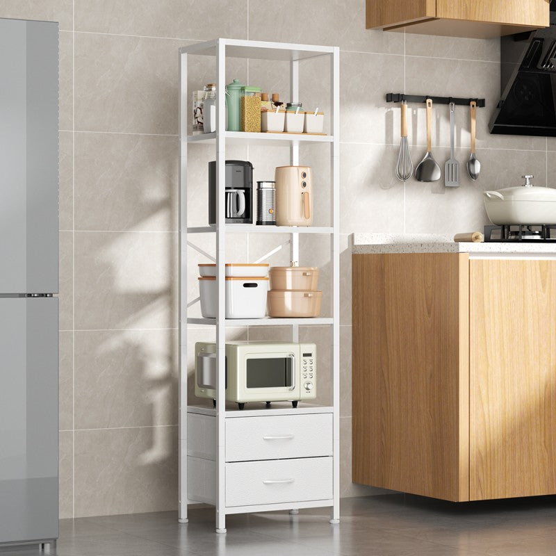 Furnulem Multi-Tier Bookshelf with 2 Drawers