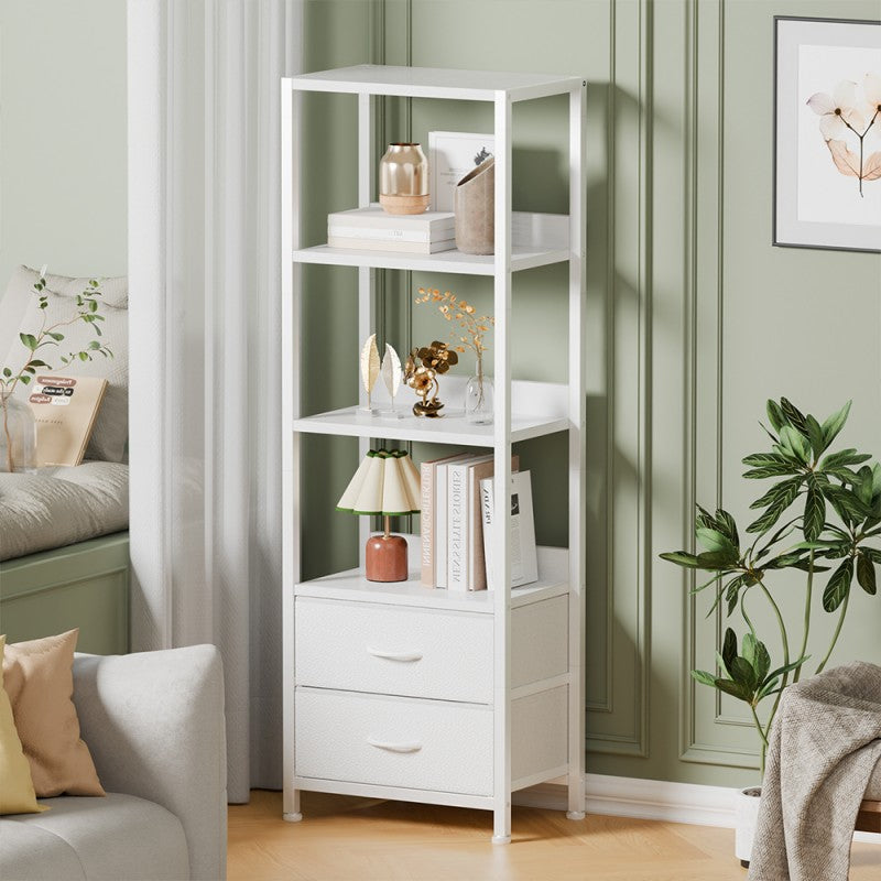 Furnulem Multi-Tier Bookshelf with 2 Drawers