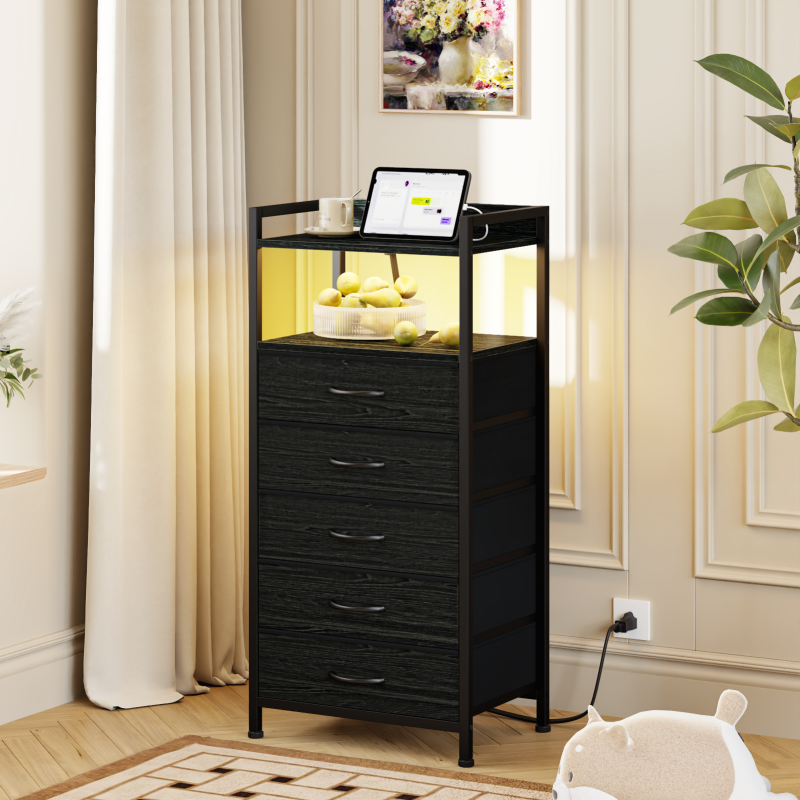 Furnulem 4/5 Drawer Nightstand with Charging Station