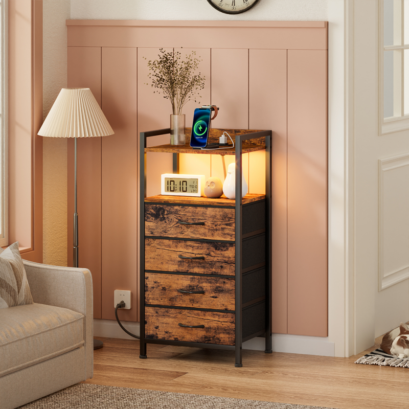 Furnulem 4/5 Drawer Nightstand with Charging Station