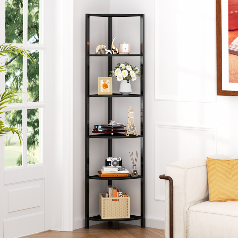 Furnulem 5/6 Tier Corner Shelf with LED Light
