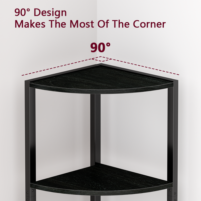 Furnulem 5/6 Tier Corner Shelf with LED Light