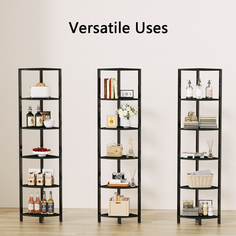 Furnulem 5/6 Tier Corner Shelf with LED Light