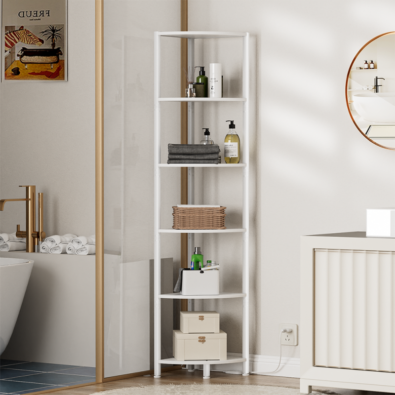 Furnulem 5/6 Tier Corner Shelf with LED Light