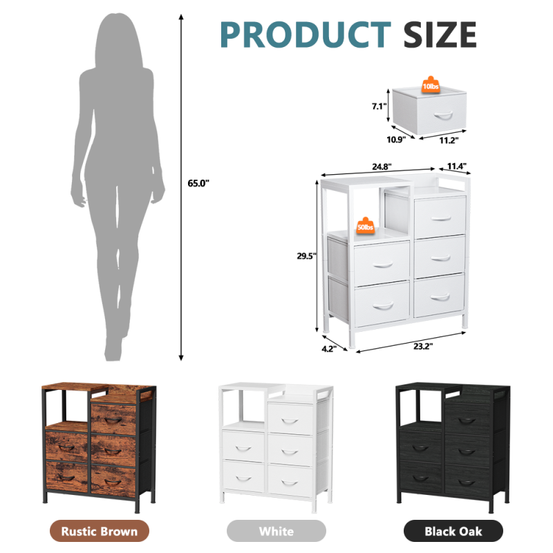 Furnulem 5 Drawer Rustic Dressers for Bedroom