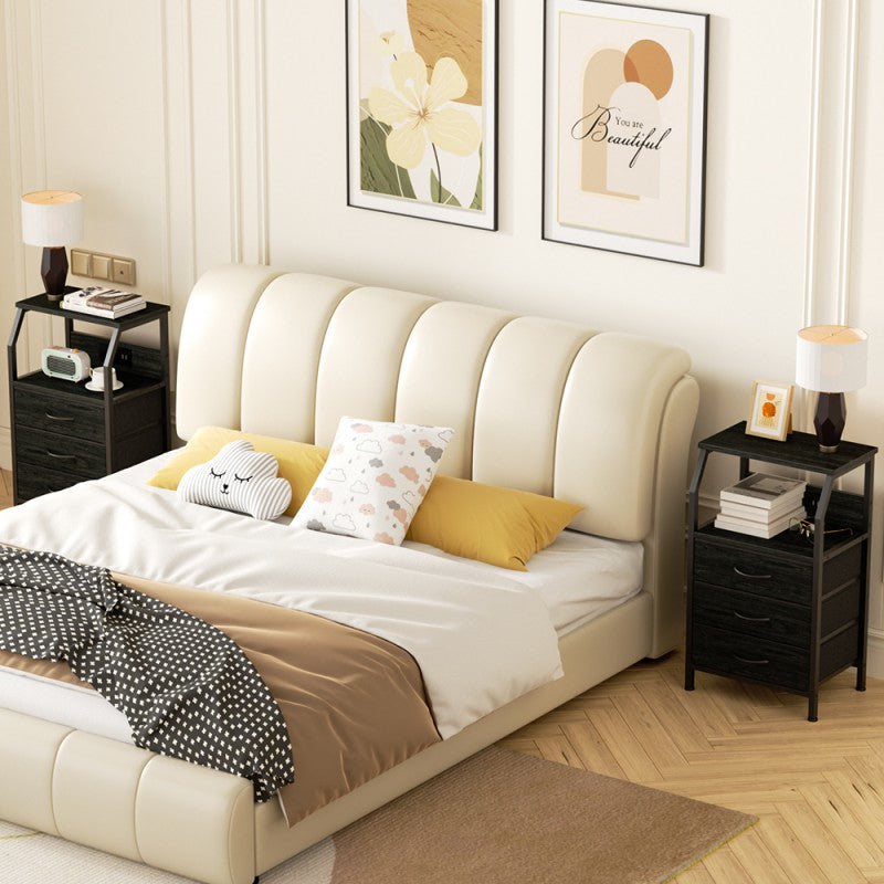 Furnulem Nightstand with Charging Station and Multi Fabric Drawers