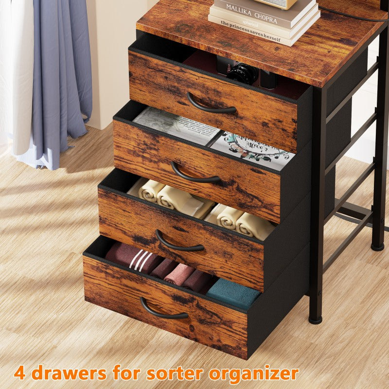 Furnulem Tall LED Nightstand with Charger Station