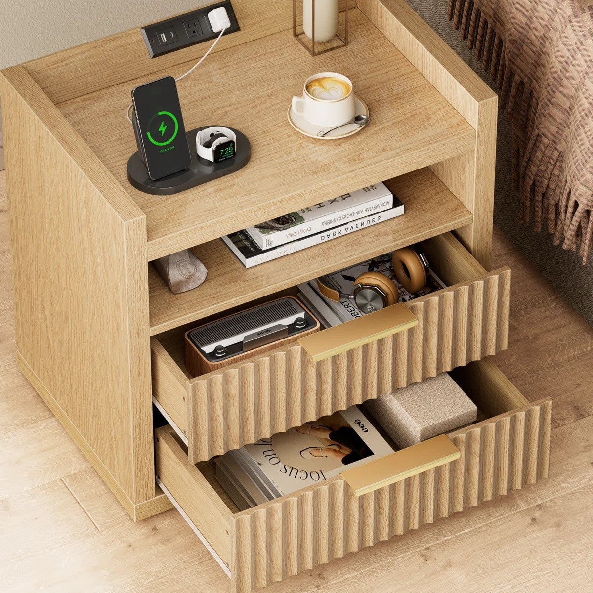 Modern Nightstand With Charging Station