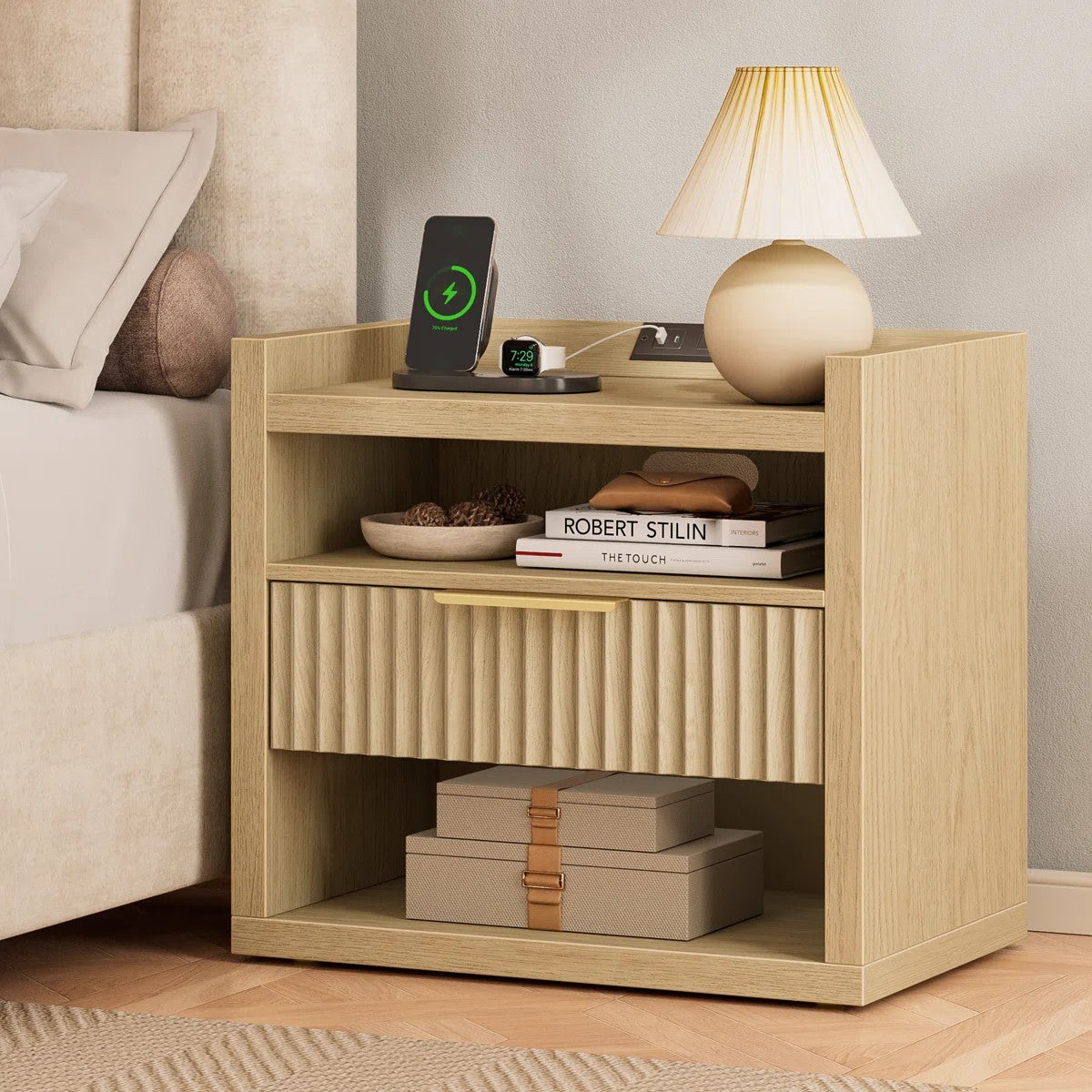 Modern Nightstand With Charging Station