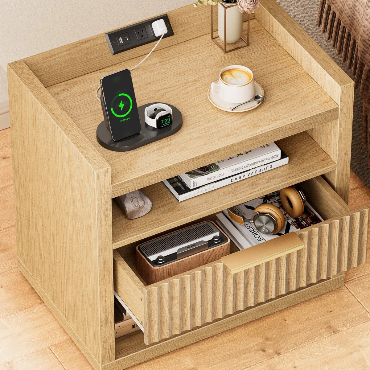 Modern Nightstand With Charging Station