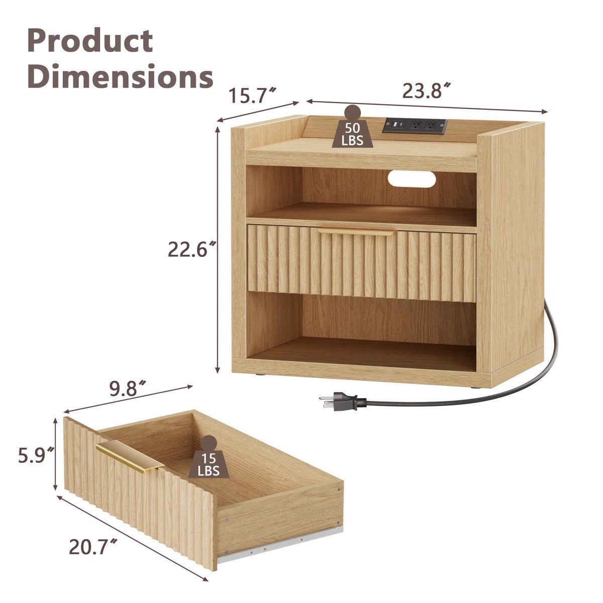 Modern Nightstand With Charging Station