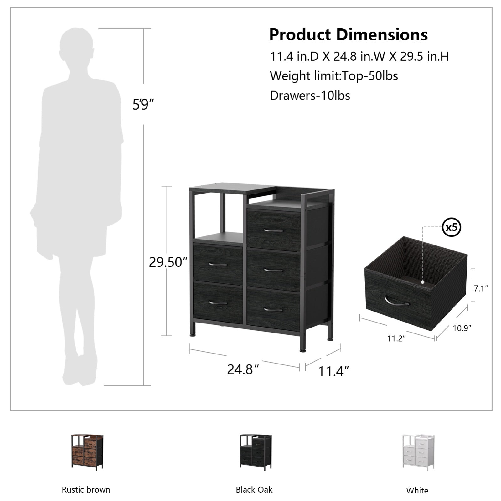 Furnulem 5 Drawer Rustic Dressers for Bedroom