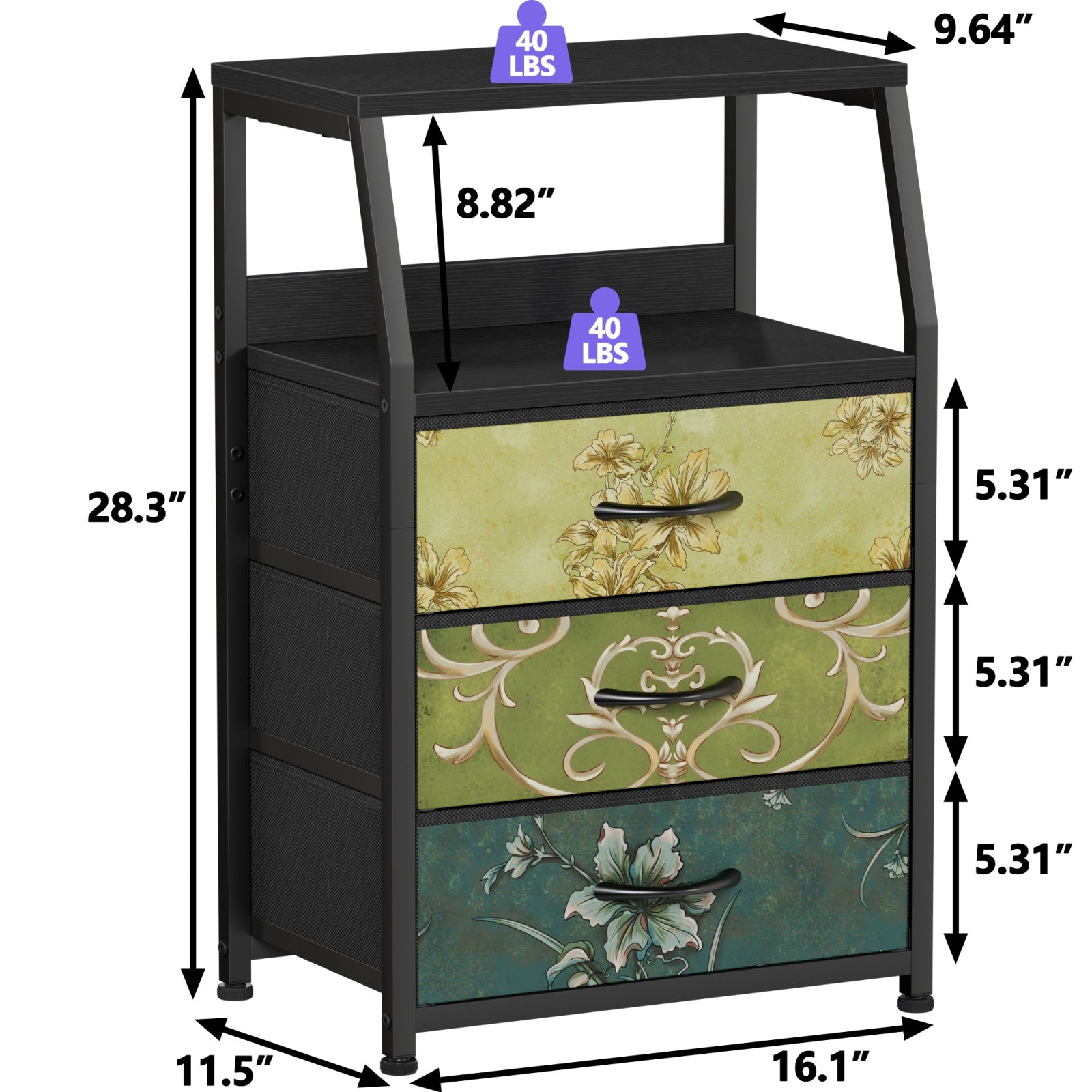 Furnulem Nightstand Dresser with Multi Fabric Drawers