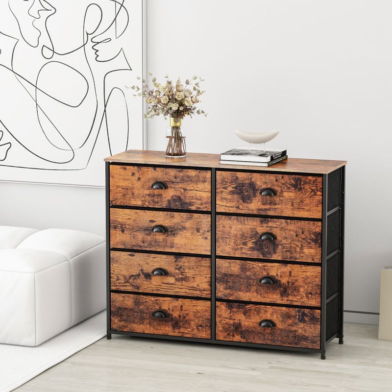 Furnulem Wide Dresser with 8 Fabric Drawers