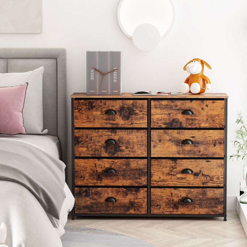 Furnulem Wide Dresser with 8 Fabric Drawers