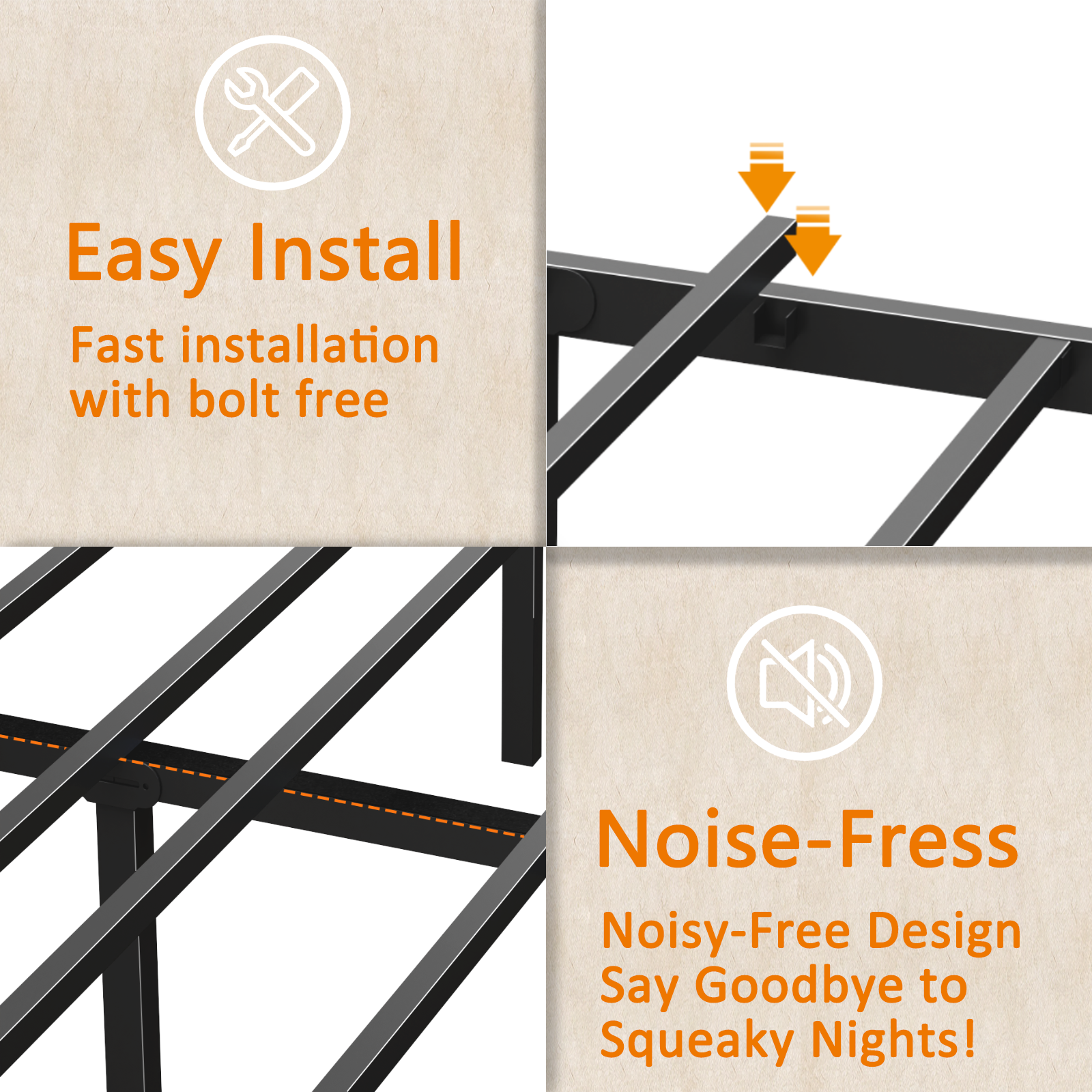 Queen Bed Frame With RGB LED Lights Storage Headboard Charging Station Black Oak Metal Platform Mattress Foundation No Box Spring Needed Heavy Duty