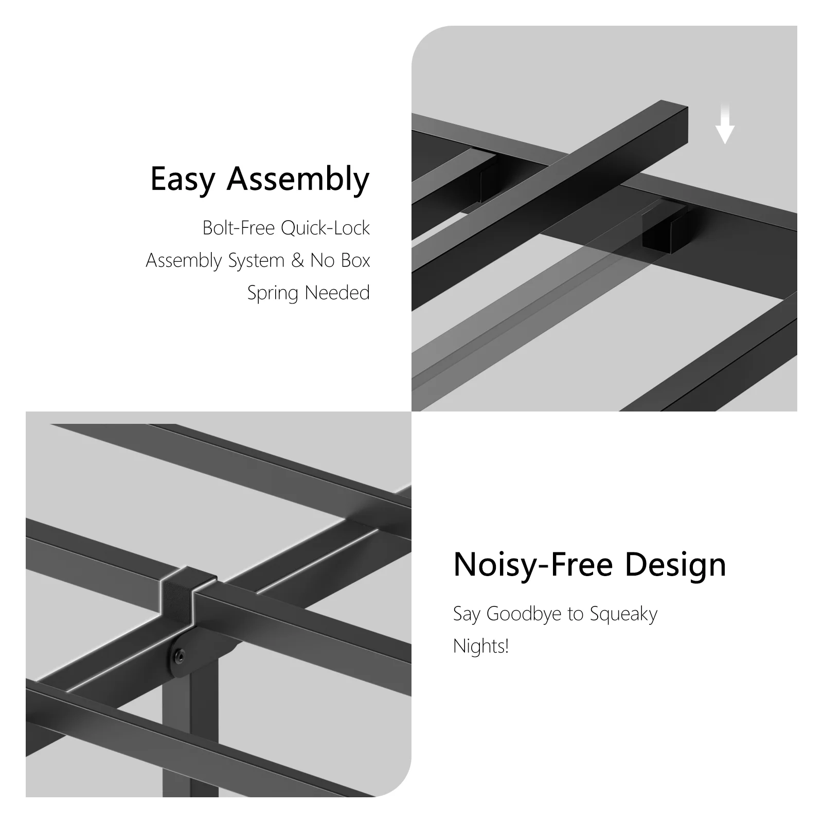 Queen Size LED Metal Bed Frames Built-In Charging, Platforrm Storage Bed Frames Under-bed Storage and Noise Free Design